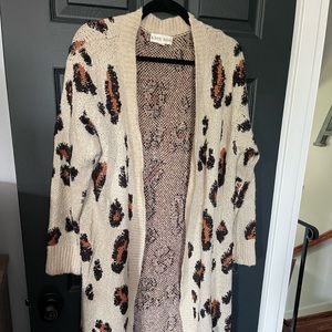 Long open Knox rose leopard cardigan